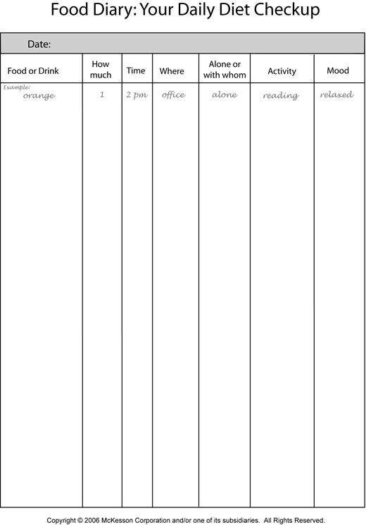 Food Diary: Form to Track Your Daily Diet