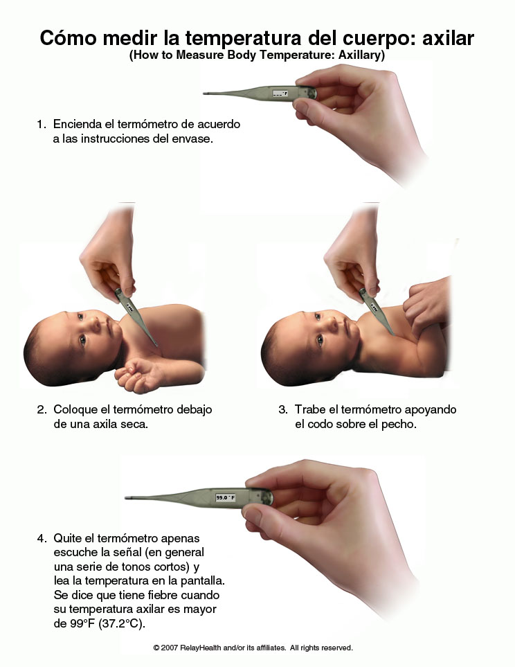 Cómo medir la temperatura del cuerpo (axilar): ilustración